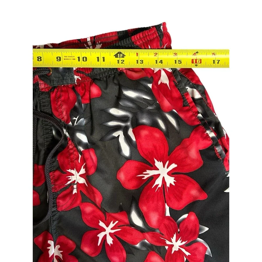 Speedo Men's Swim Trunks Shorts‎ Hawaiian Floral Red Mesh Lining Waist 30